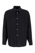 Men's Virgin Wool Twill Shirt Black