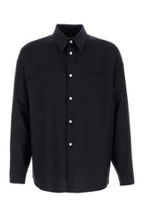 Men's Virgin Wool Twill Shirt Black