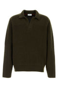 Men's Virgin Wool Textured Sweater Olive