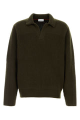 Men's Virgin Wool Textured Sweater Olive