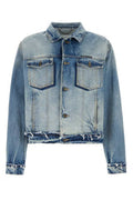 Men's Distressed Denim Jacket Blue Primario Cotton