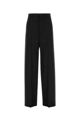 Women's Tailored Trousers Black Wool Cotton