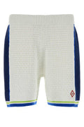 Men's Crochet Bermuda Shorts White Cotton Polyester Bermudas