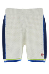Men's Crochet Bermuda Shorts White Cotton Polyester Bermudas