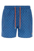 Men's Printed Recycled Polyester Swimming Shorts Blue Swimwear