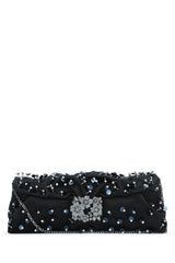Women's Bouquet Clutch Black Silk