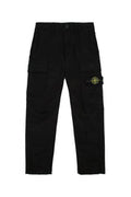 Boys' Compass Badge Cotton Cargo Pants Black Elastane