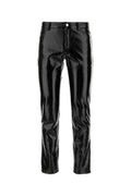 Men's Vinyl Trousers Black Cotton Polyurethane Elastane