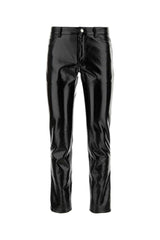 Men's Vinyl Trousers Black Cotton Polyurethane Elastane