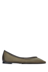 Women's Les Ballerines Ovalo Flat Khaki Lamb Leather Principal