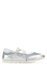 Women's Silver Mesh And Leather Soccer Retro Ballerinas Lightbluesilver Sneaker