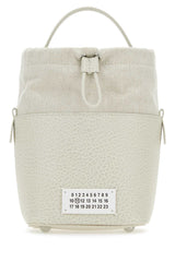 Women's Leather And Canvas Mini Bucket Bag Beige Bovine
