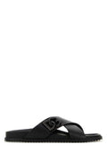 Men's Logo-Embossed Leather Slide Black Calfskin