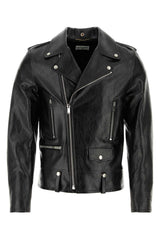 Men's Leather Biker Jacket Black Lamb