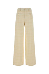 Women's Tweed Trousers Beige Cotton Nylon Wool