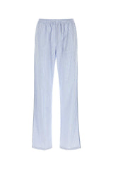Men's Striped Poplin Pyjamas Trousers Blue Cotton Silk