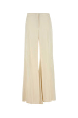 Women's Satin Wide-Leg Trousers Beige Viscose