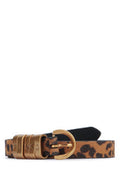 Women's Saddle Belt Brown Suede Like Animal