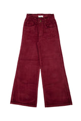 Boys' Corduroy Trousers Burgundy Cotton Elastane
