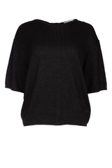 Women's Viscose And Polyamide Ribbed Sweater Black