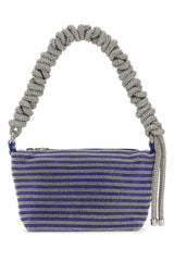 Women's Rhinestone Mesh Two-Tone Shoulder Bag Blue Fabric