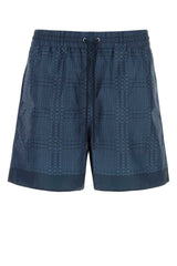 Men's Boxer Swimming Shorts Blue Polyester Swimwear