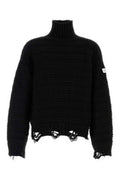 Men's Distressed Virgin Wool And Acrylic Sweater Black