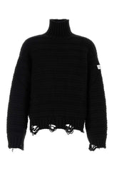 Men's Distressed Virgin Wool And Acrylic Sweater Black