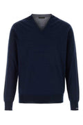 Men's Cotton V-Neck Sweater Navy