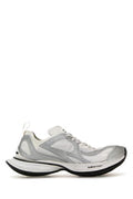 Men's White Mesh And Rubber Circuit Sneakers Whitesilver