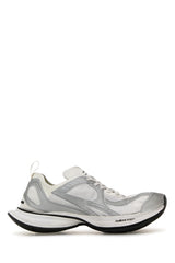 Men's White Mesh And Rubber Circuit Sneakers Whitesilver