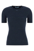 Women's Embroidered Stretch Cotton Blend T-Shirt Navy+azzurro