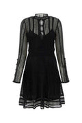 Women's Dress Black Linen Cashmere Silk