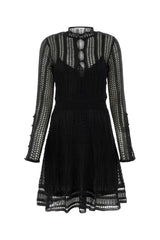 Women's Dress Black Linen Cashmere Silk