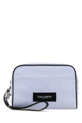 Men's Embroidered Poplin Clutch Multicolorazzurro