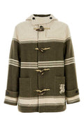 Men's Striped Wool Blend Coat Green Cotton Polyamide