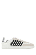 Men's White Nappa Leather Boxer Sneakers Bianconeroargento