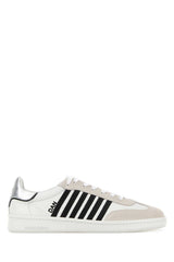 Men's White Nappa Leather Boxer Sneakers Bianconeroargento