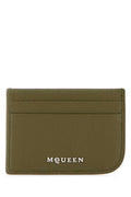 Men's Card Case Green Leather Wallet