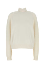 Women's Knit Sweater White Cashmere Nylon
