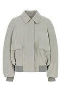 Women's Bomber Jacket Gray Ovine Leather