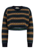 Women's Embroidered Wool Sweater Navy Virgin