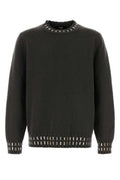 Men's Wool-Cashmere Blend With Perforated Trim Sweater Gray