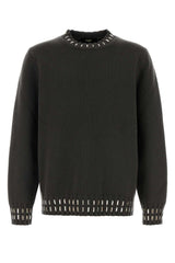 Men's Wool-Cashmere Blend With Perforated Trim Sweater Gray
