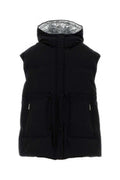Women's Quilted Down-Filled Down Vest Black Polyester Cotton Jackets