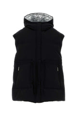 Women's Quilted Down-Filled Down Vest Black Polyester Cotton Jackets