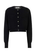 Women's Micro Cardi Cardigan Black Linen Merino Wool