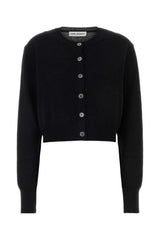 Women's Micro Cardi Cardigan Black Linen Merino Wool