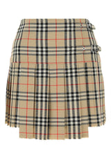 Women's Tartan Wool Pleated Skirt Beige
