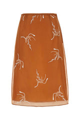 Women's Embroidered Organza Skirt Orange Trochus Niloticus Vetro